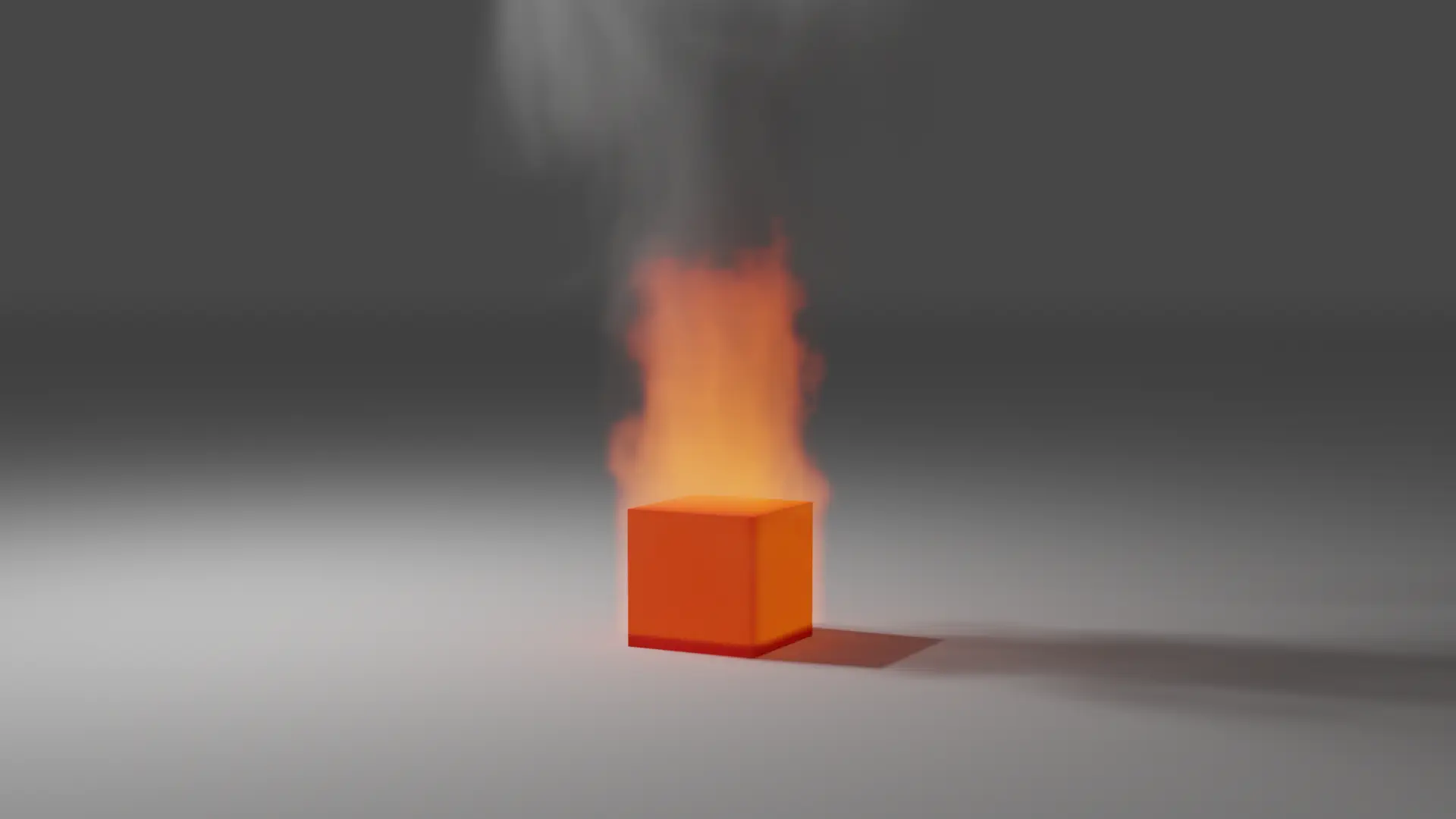 A cube set on fire.