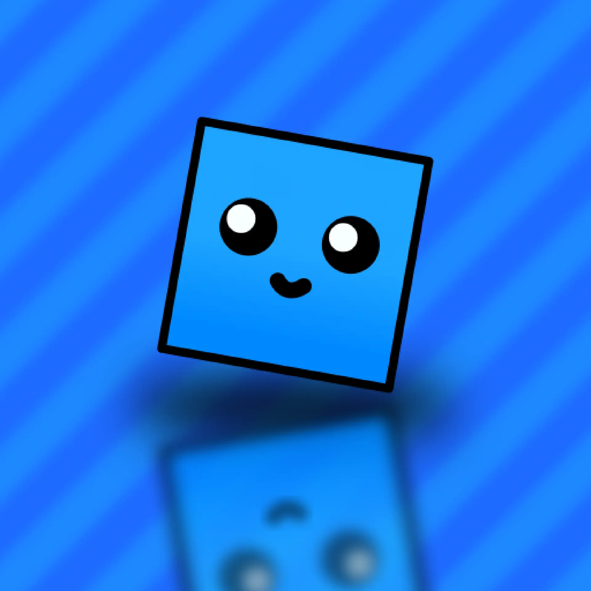 First Cubie character. It has lots of stripes in the background. The face looks a bit sparse.