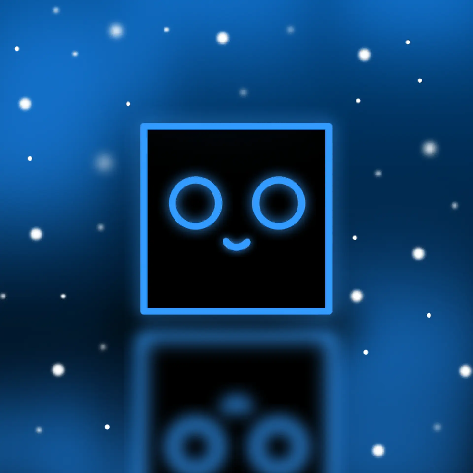 My older Cubie character in a dark night setting with glowing outlines.