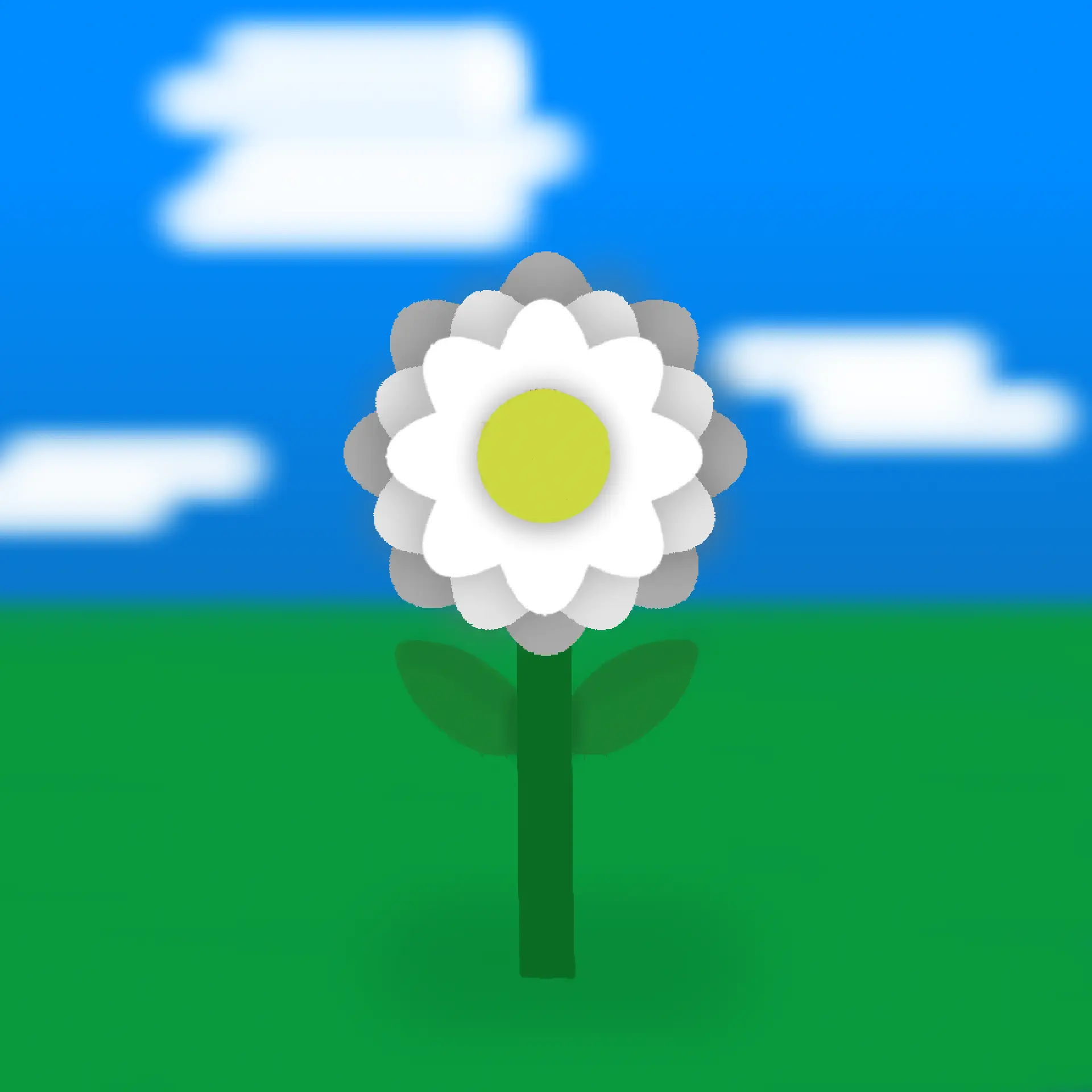A white flower with a blurry terrain background.