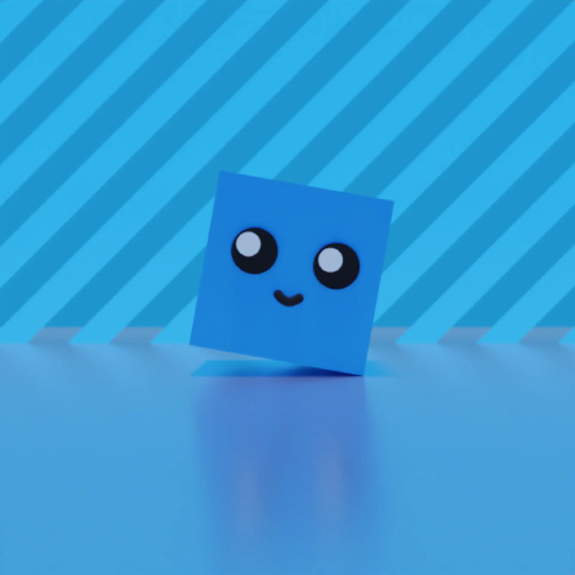 My Cubie character in 3D, ray-traced.