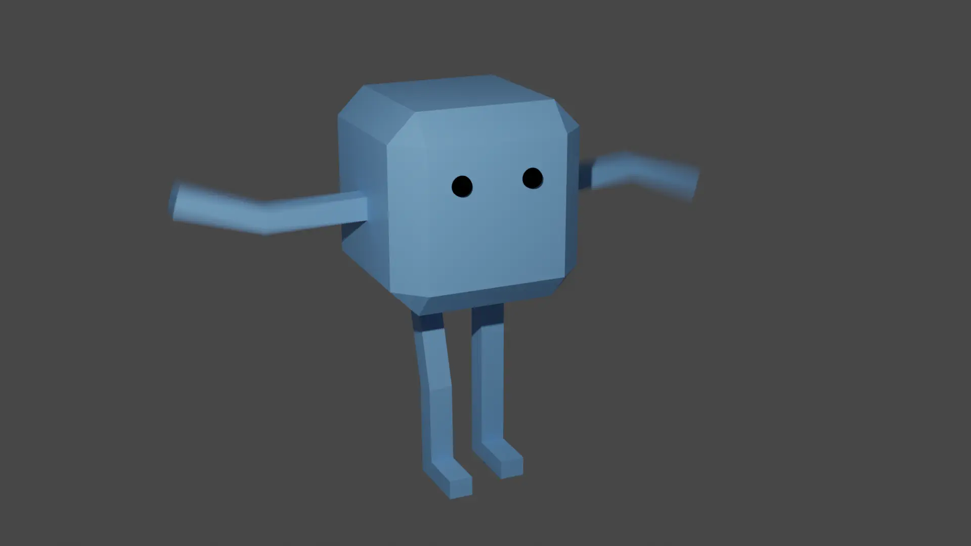 My Cube Humanoid character being slightly muted on a gray background, waving its arms with a motion blur effect.